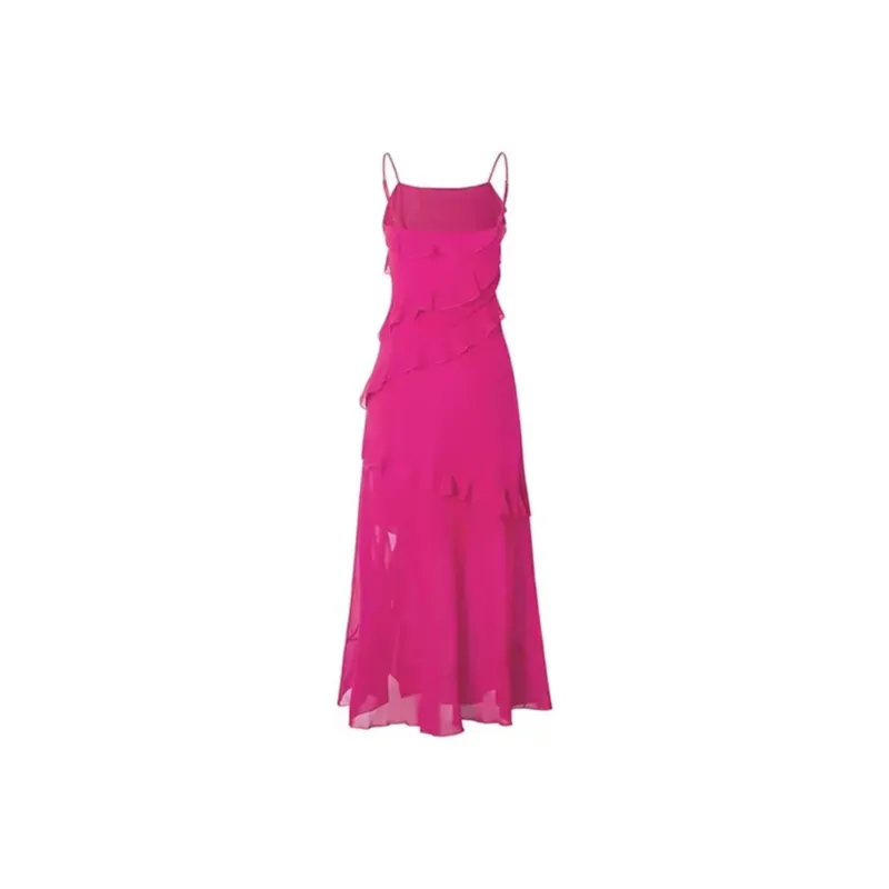 PZGE Slip Dresses Women's Rose Red-1