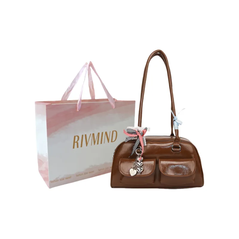 RIVMIND PU Shoulder Bag Women's Black/Coffee/Brown/Red-11