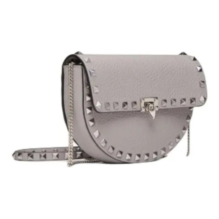 Valentino ROCKSTUD Grain Calfskin Shoulder Bag Mini Women's Dove Feather Gray Color-1