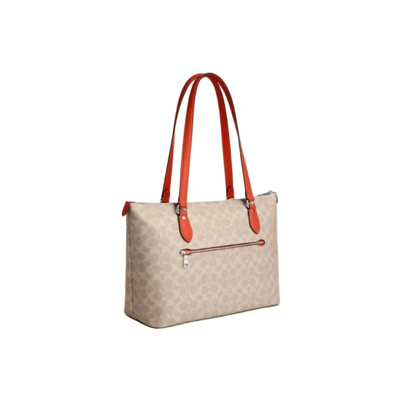 COACH Gallery Coated Canvas Tote Bag, Shopping Bag, Handbag Tubas Women's Dark Orange-1