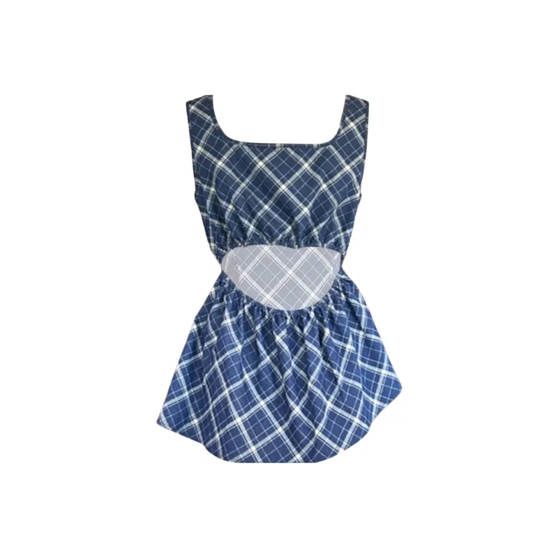 ETSE Tank Tops Women's Blue Plaid Tank Top With Strapless Design-1