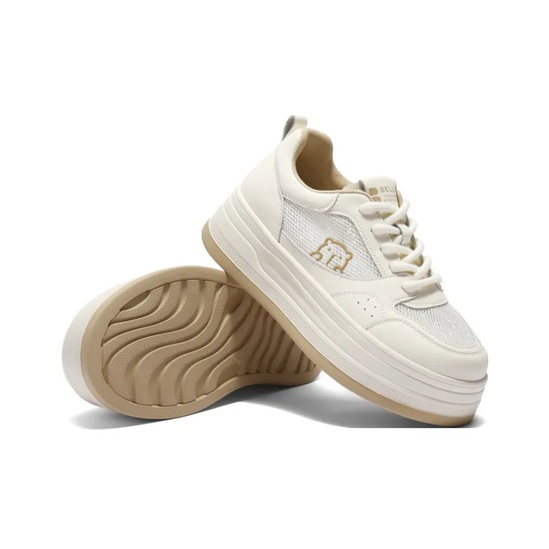 BELLE Low Top Skateboard Shoes Women's Beige-4