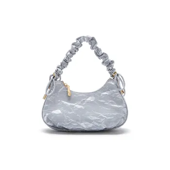 CNOLES Cow Leather Shoulder Bag, Crossbody Bag Regular Women's Silver