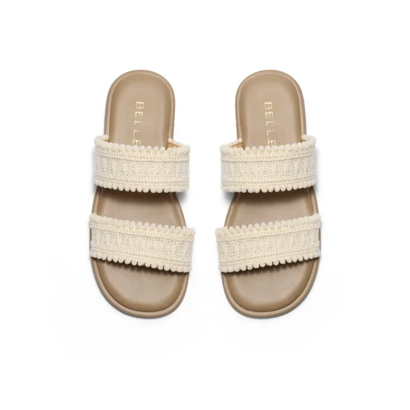 BELLE Slide Slippers Women's Beige/Yellow/Blue-2