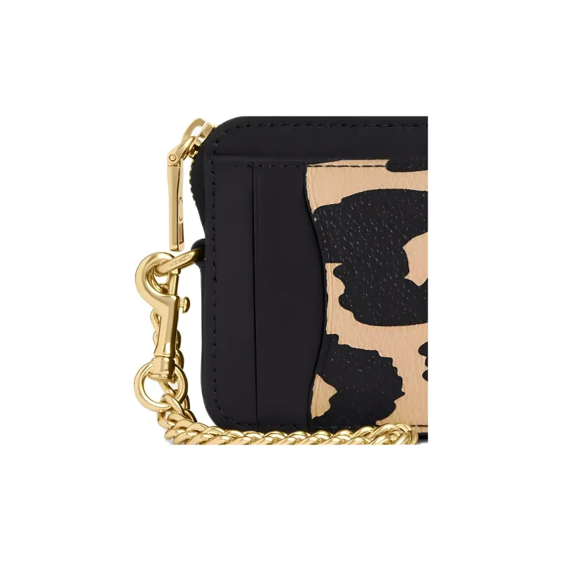 COACH Coated Canvas Card Holder Mini Women's Leopard Print Multicolor-4