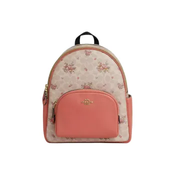 COACH Court Coated Canvas With Pebble Leather Backpack Tubas Women's Pink