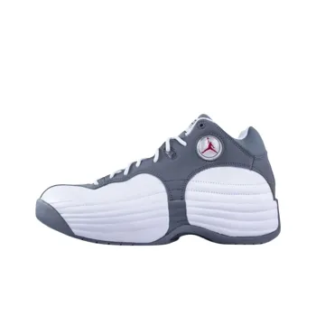 Jordan Jumpman Team I Anti Slip Wear Resistant Mid Top Vintage Basketball Shoes Men's White Gray