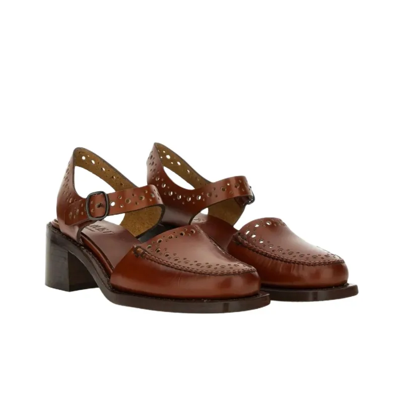 Hereu Chunky Heel High Heels Women's Tan-2