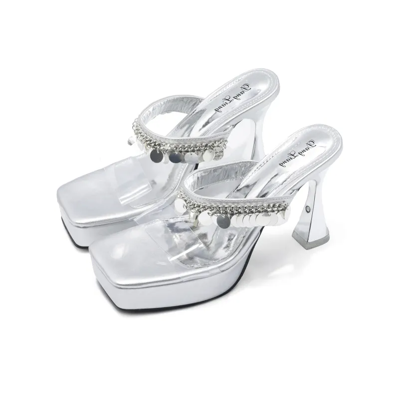 Be Good Rubber Sole Slip Resistant Slide Slippers Women's Silver-2