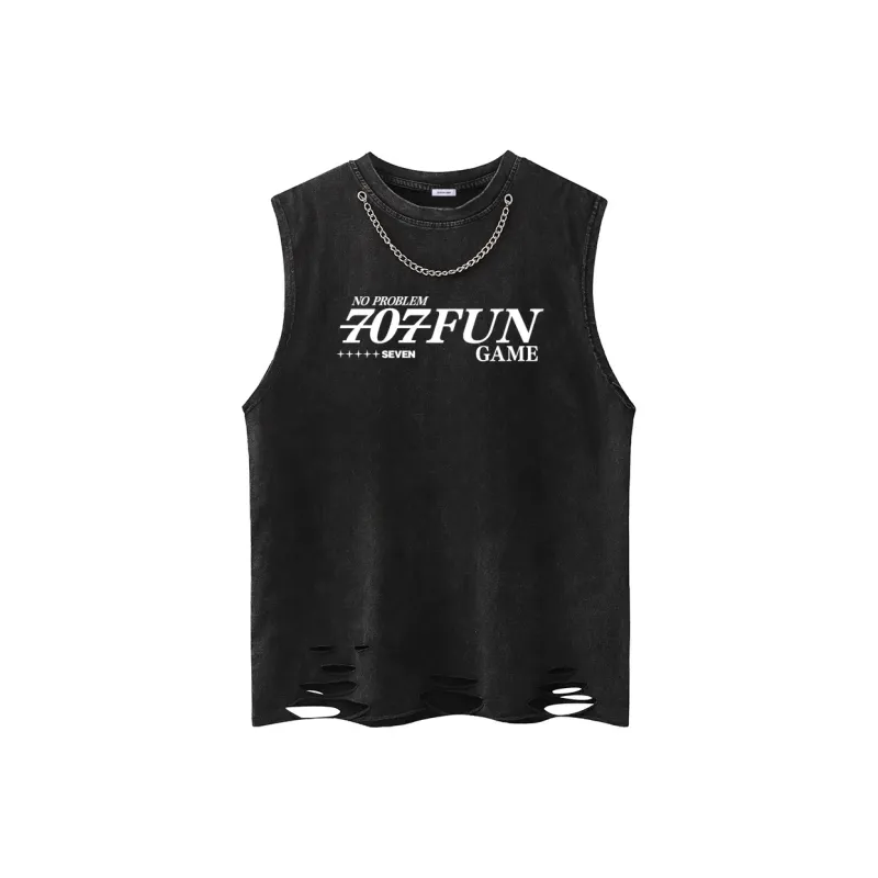 7 SEVFUN Tank Tops Unisex Washed Black-0