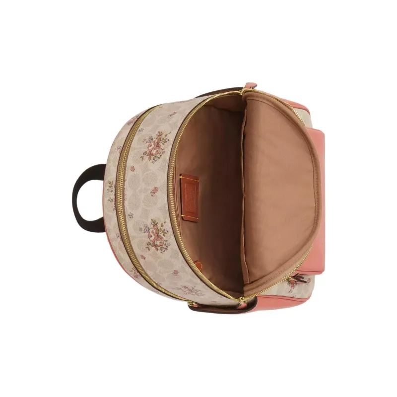 COACH Court Coated Canvas With Pebble Leather Backpack Tubas Women's Pink-2