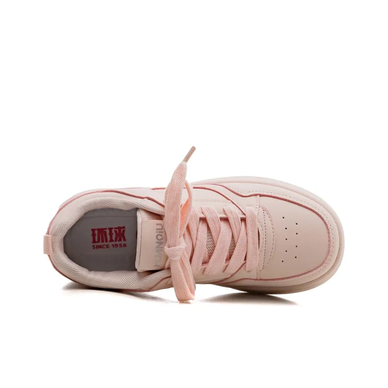 HUANQIU Slip Resistant Shock Absorbers With Abrasion Resistant Properties Low Top Skateboard Shoes Women's Pink-2