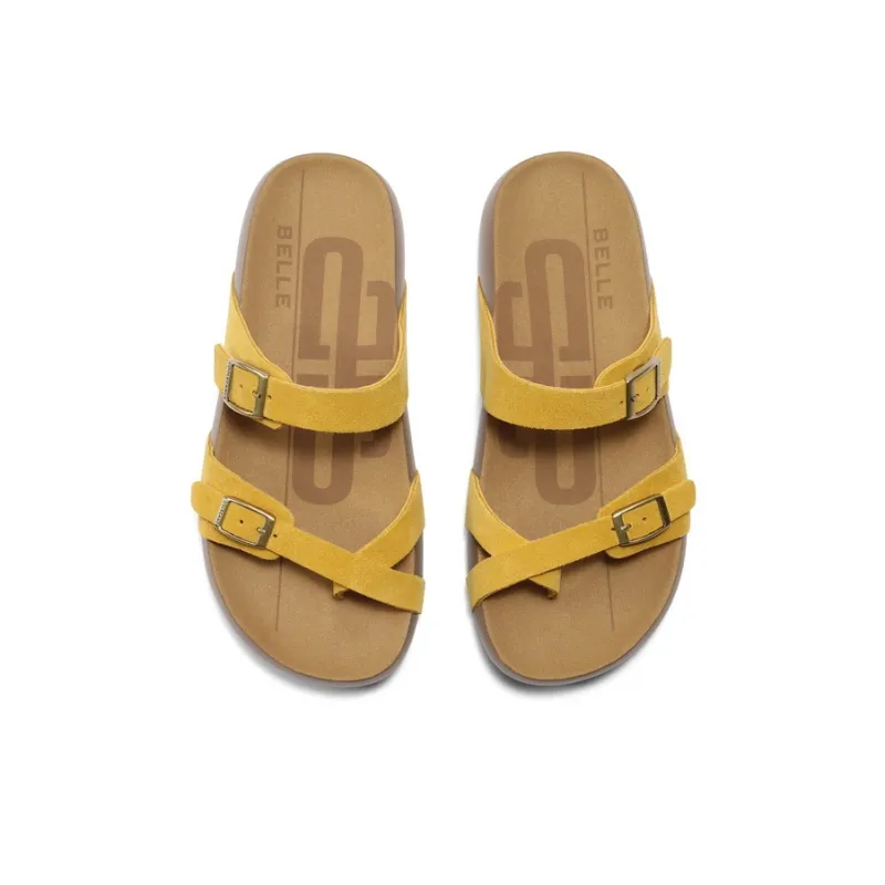 BELLE Slide Slippers Women's Yellow/Gray/Ecru-2