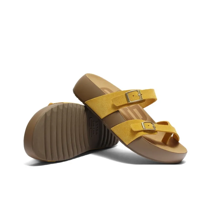 BELLE Slide Slippers Women's Yellow/Gray/Ecru-4