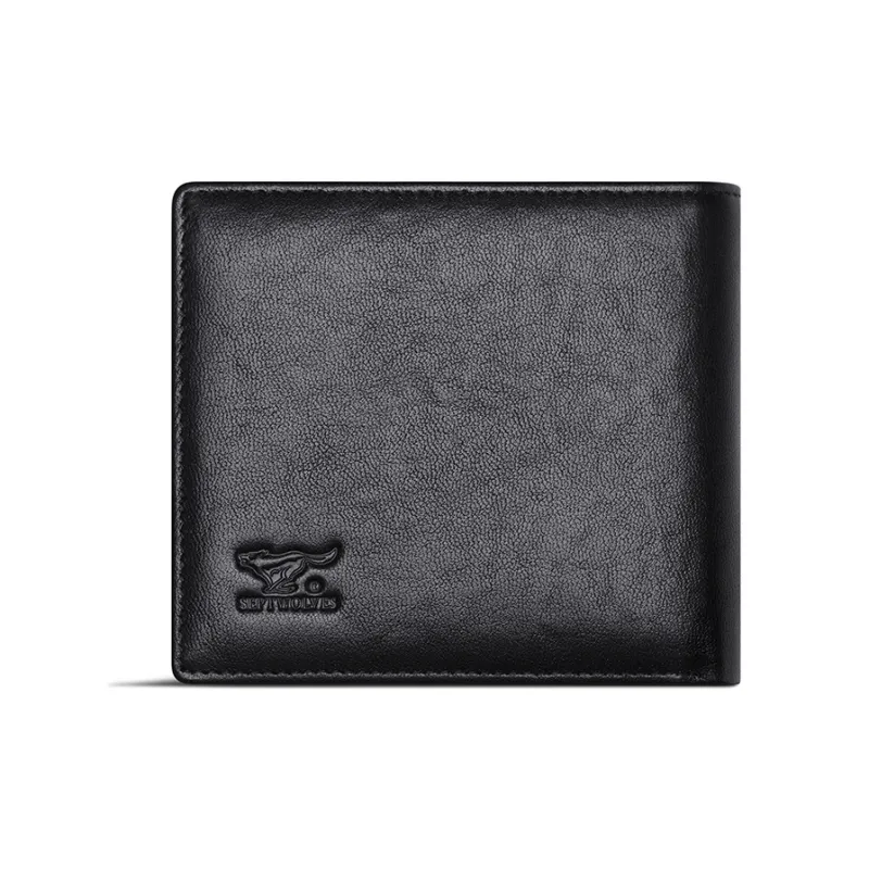 SEPTWOLVES Top Grain Cow Leather Wallet Men's Black-3