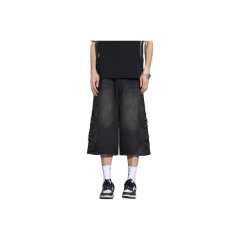 7 SEVFUN Denim Shorts Unisex Black Gray