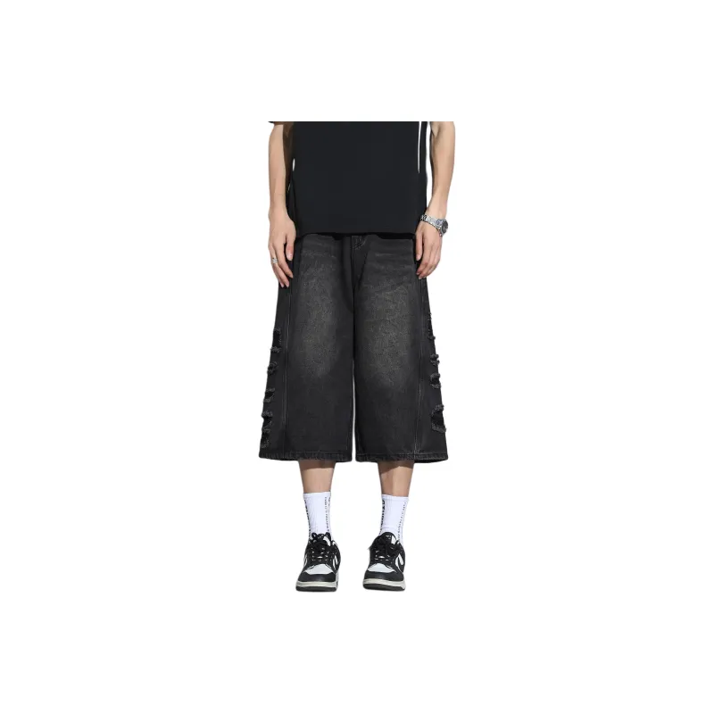 7 SEVFUN Denim Shorts Unisex Black Gray-0