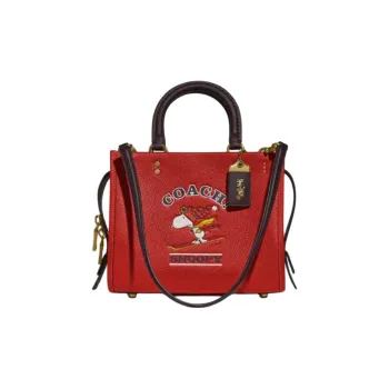 COACH PEANUTS Collaboration Rogue Brand Logo Shoulder Bag, Crossbody Bag, Handbag Women's Red