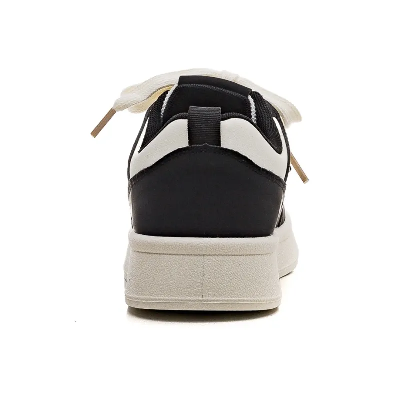 HUANQIU Slip Resistant Shock Absorbers With Abrasion Resistant Properties Low Top Skateboard Shoes Women's Beige Black-3