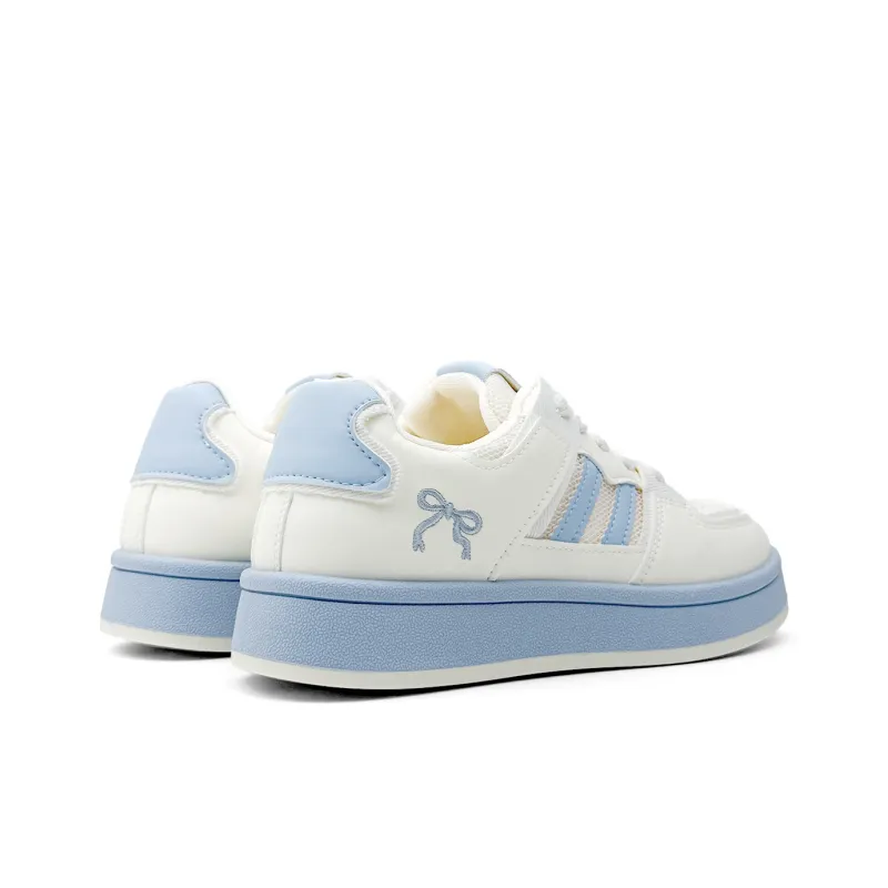 Mengsai Cushioning, Wear Resistant Low Top Skateboard Shoes Women's Beige Blue-4