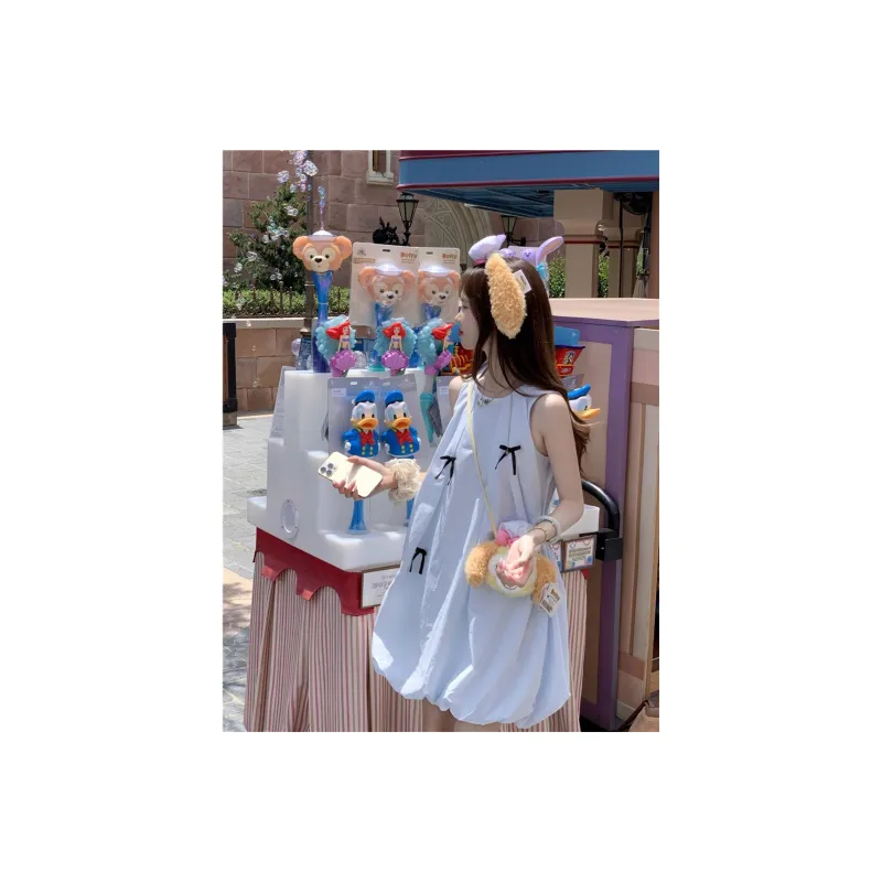 PZGE Sleeveless Dresses Women's Light Blue Tulip Skirt-4