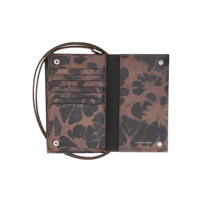 DRIES VAN NOTEN Leather Cell Phone Pouch Men's Umber & Black-2