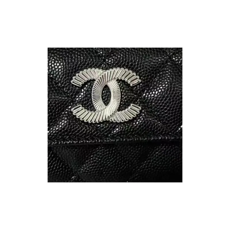 CHANEL Caviar Leather Wallet Women's Black-1