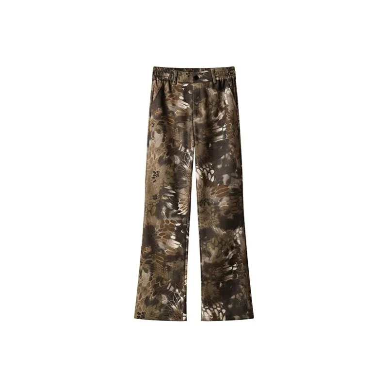 PVPVPV Casual Pants Unisex Coffee Snakeskin Print-0