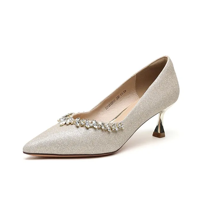 FIVE PLUS Slim Heel High Heels 5cm Women's Gold-1