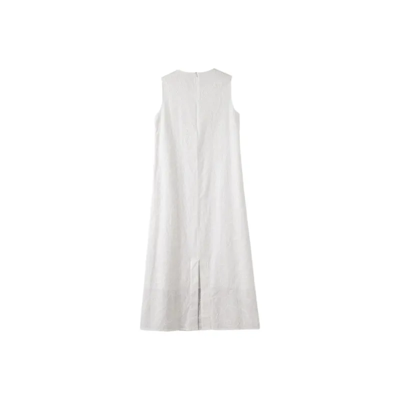 Late White Sleeveless Dress Women's-1