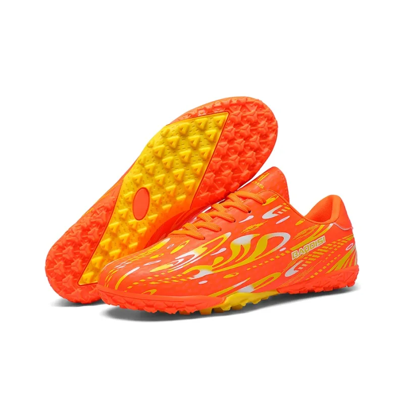 LONGDUIZHANG Soccer Shoes Unisex Low Top Orange Red/Black Gold/Black Sky Blue/White Gold-3