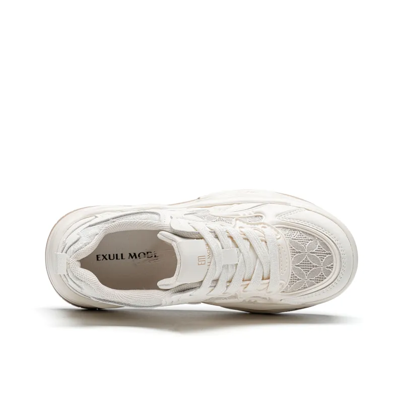 EXULL Q Slip Resistant, Lightweight, Breathable, Height Increasing Low Top Skateboard Shoes Women's Beige Khaki-2