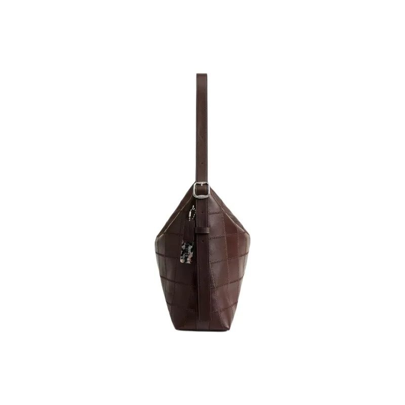 COACH Ergo Leather Shoulder Bag Tubas Women's Dark Brown-2