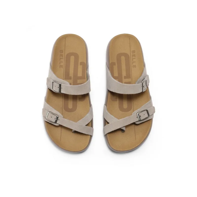 BELLE Slide Slippers Women's Yellow/Gray/Ecru-7