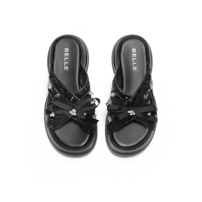 BELLE Slide Slippers Women's Gray-7