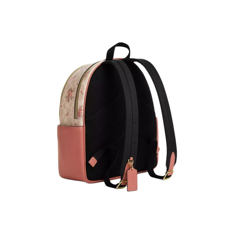 COACH Court Coated Canvas With Pebble Leather Backpack Tubas Women's Pink-1