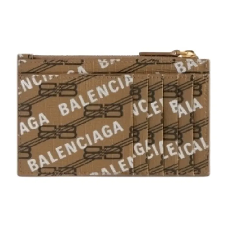 Balenciaga BB MONOGRAM SIGNATURE Coated Canvas Wallet Tubas Men's Beige-1