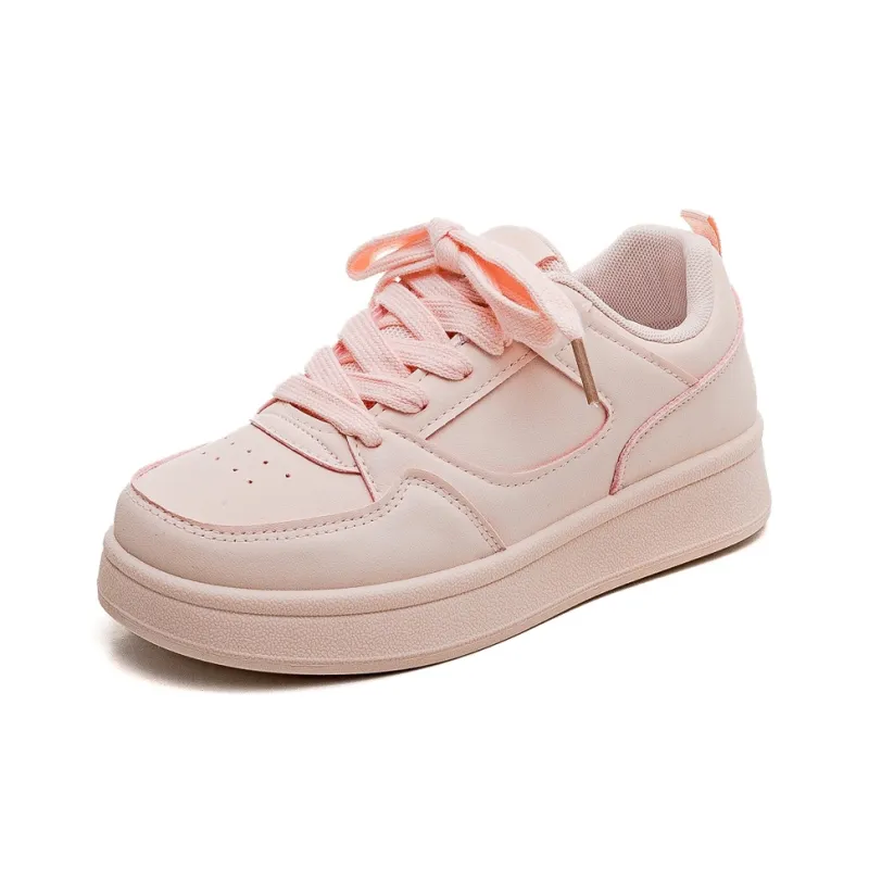 HUANQIU Slip Resistant Shock Absorbers With Abrasion Resistant Properties Low Top Skateboard Shoes Women's Pink-1