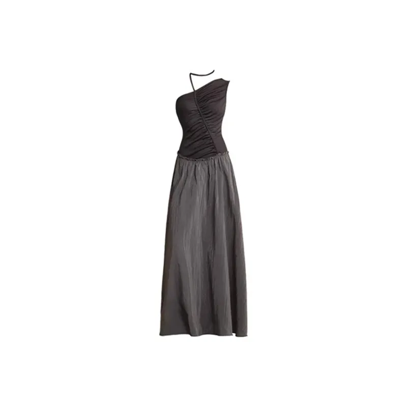 PZGE Sleeveless Dresses Women's Black Gray Color Dress-0