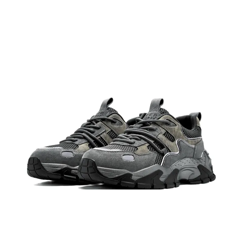 JEEP SPIRIT Black Myth Chunky Sneakers Men Low Top Ancient City Gray-4