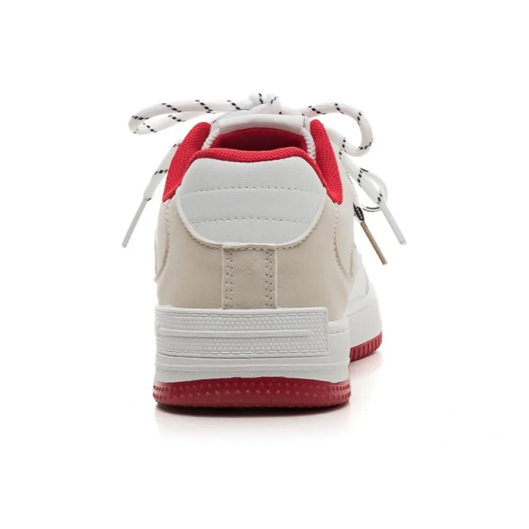 Warrior Lightweight Support Height Increasing Low Top Skateboard Shoes Women's White Apricot-3