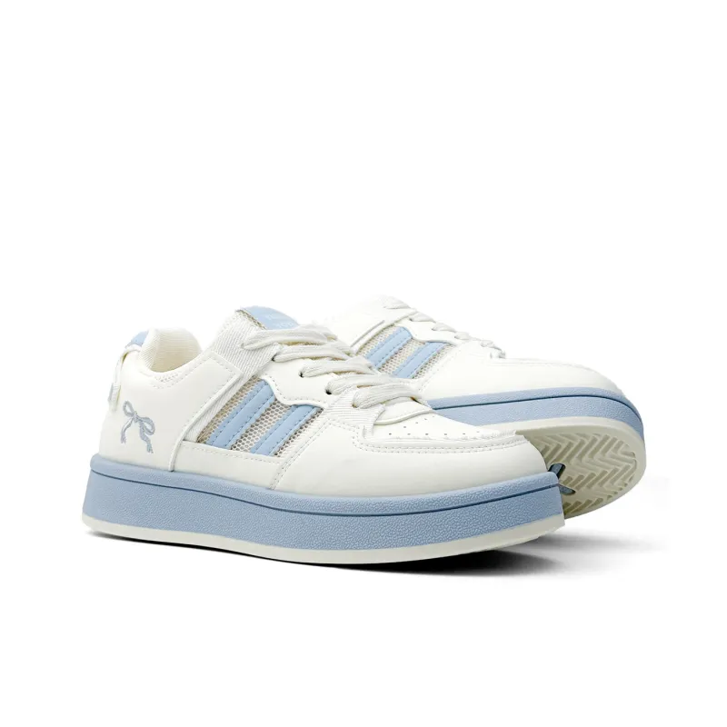 Mengsai Cushioning, Wear Resistant Low Top Skateboard Shoes Women's Beige Blue-5