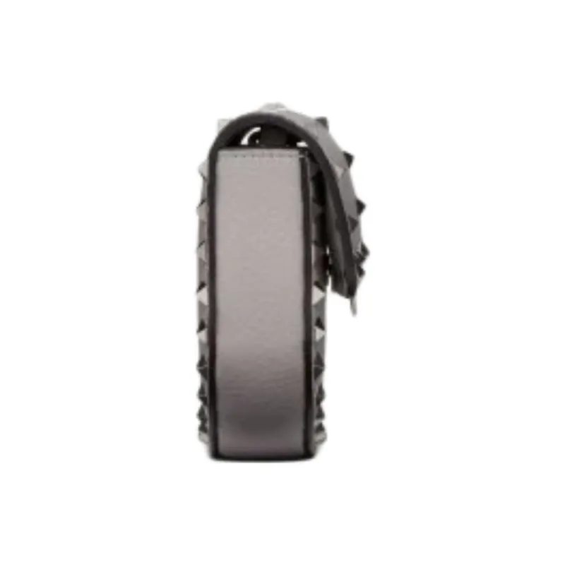 Valentino ROCKSTUD Grain Calfskin Shoulder Bag Mini Women's Dove Feather Gray Color-2