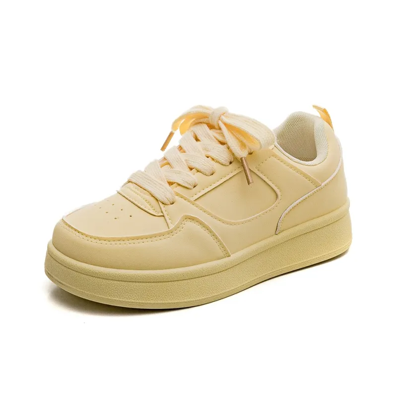 HUANQIU Slip Resistant Shock Absorbers With Abrasion Resistant Properties Low Top Skateboard Shoes Women's Yellow-1