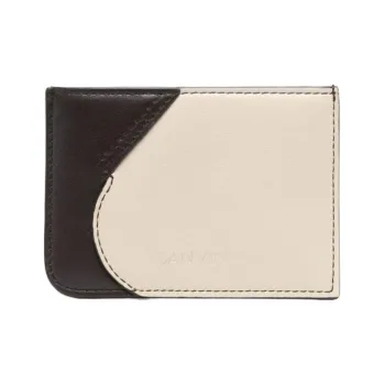 Lanvin Cow Leather Card Holder Men's Coffee/Beige