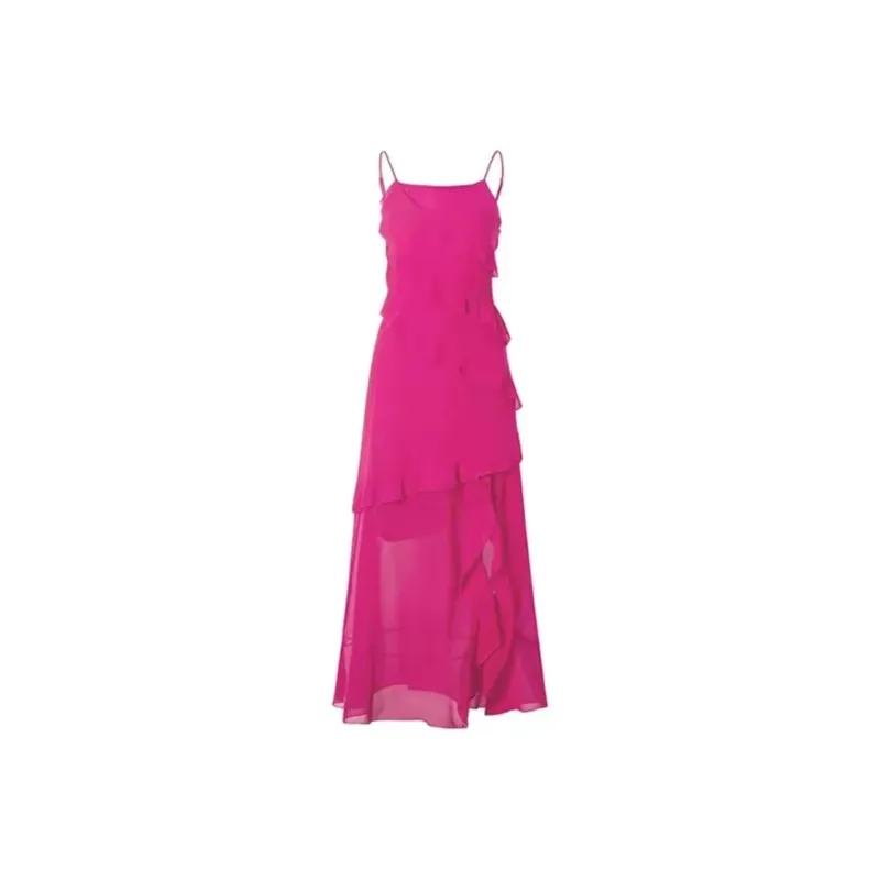 PZGE Slip Dresses Women's Rose Red-0