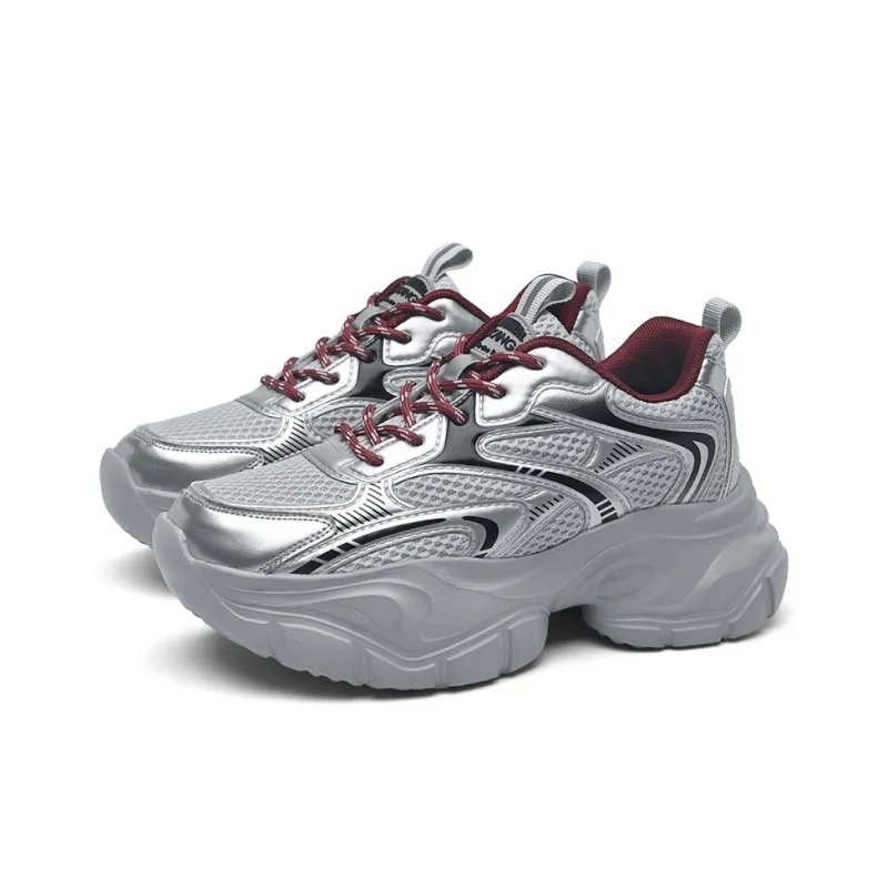 AOKANG Slip Resistant, Abrasion Resistant, Lightweight, Height Increasing Low Top Chunky Sneakers Women's-9