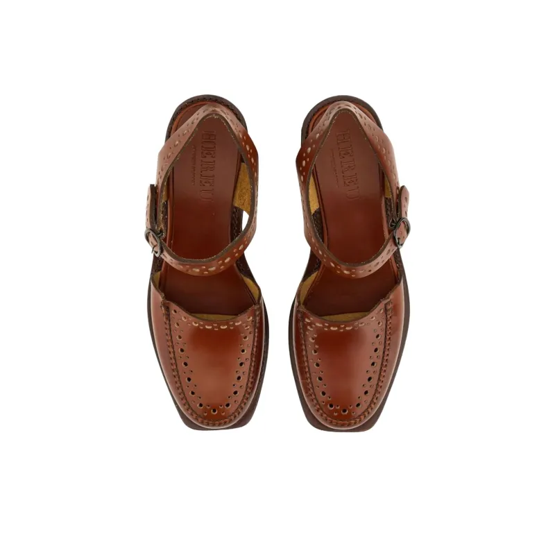 Hereu Chunky Heel High Heels Women's Tan-4