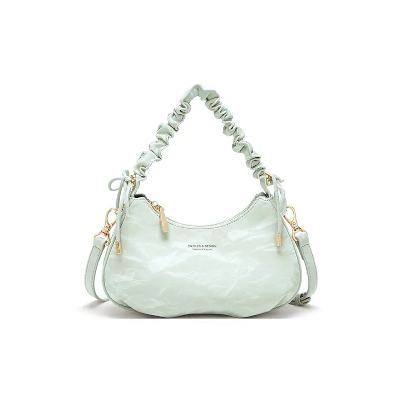 CNOLES Cow Leather Shoulder Bag, Crossbody Bag Regular Women's Mint Green-0