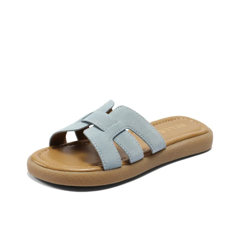 BELLE Slide Slippers Women's Blue/Yellow/Beige-6